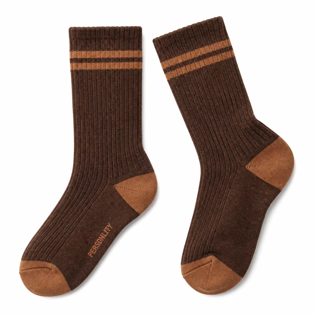 Bronze Brown Retro Socks - Vintage ribbed crew socks