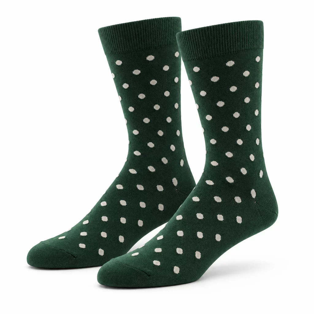 Forest Green Polka Dot Socks - Micro polka dot stylish socks