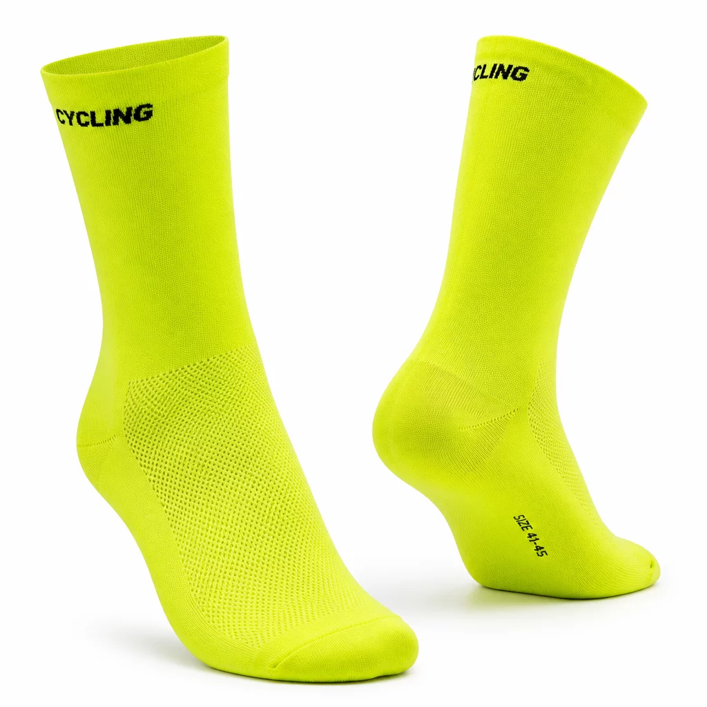 Neon Yellow Cycling Socks - High visibility road bike socks